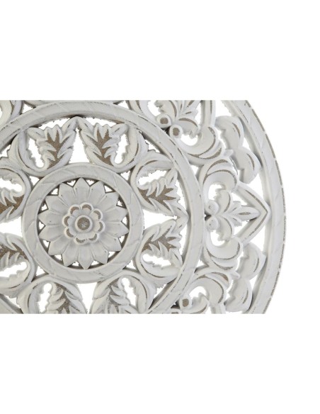 Décoration murale DKD Home Decor Blanc Mandala Indien Finition vieillie 30 x 2 x 30 cm (2 Unités)