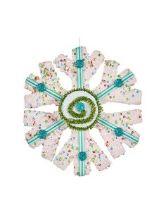 Décorations de Noël Bleu Flocons de neige 17 x 6 x 17 cm Blanc Vert