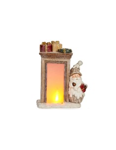 Figurine Décorative Père Noël Lumière LED 20 x 45 x 32 cm Céramique Marron Blanc