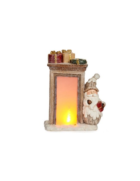 Figurine Décorative Père Noël Lumière LED 20 x 45 x 32 cm Céramique Marron Blanc