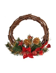Couronne de Noël 30,48 cm Rouge Bois Vert Plastique
