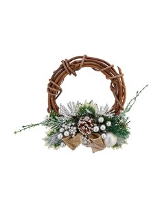 Couronne de Noël Krist+ FG35LC28219411 Vert Argenté Bois Plastique 20,32 cm 22 x 8 x 22 cm