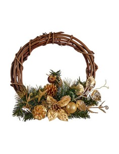 Couronne de Noël 30,48 cm Bois Marron Vert Plastique