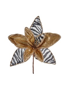 Fleur décorative Zèbre Noël Doré Blanc 35 x 35 x 35 cm
