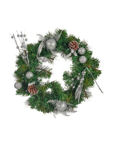 Couronne de Noël Ananas 45 x 13 x 45 cm Argenté Marron Vert