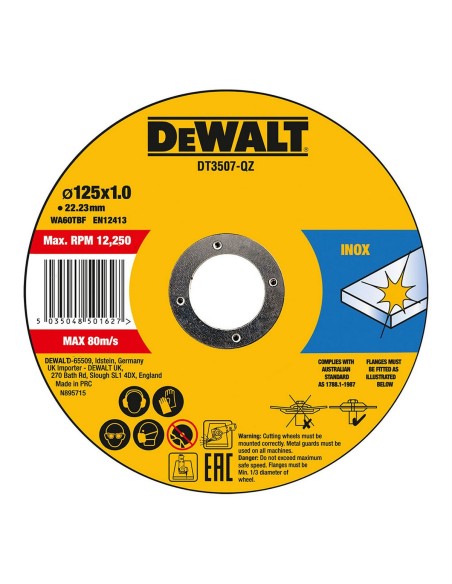 Disque de coupe Dewalt Fast Cut dt3507-qz 10 Unités 115 x 1 x 22,23 mm