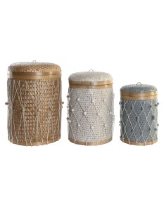 Set de basket DKD Home Decor Multicouleur Bambou Boho 46 x 46 x 58 cm