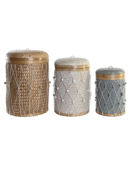 Set de basket DKD Home Decor Multicouleur Bambou Boho 46 x 46 x 58 cm