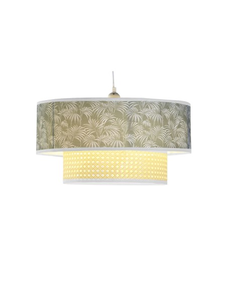 Suspension DKD Home Decor Naturel Noir Polyester Blanc Vert 40 W 50 W (46 x 46 x 25 cm)
