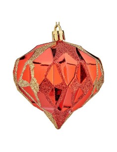 Boules de Noël Diamant Ø 8 cm 6 Unités Rouge Plastique