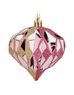 Boules de Noël Diamant Ø 8 cm 6 Unités Rose Doré Plastique