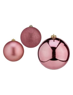Boules de Noël Krist+ 00739 Rose PVC Ø 10 cm 6 Unités