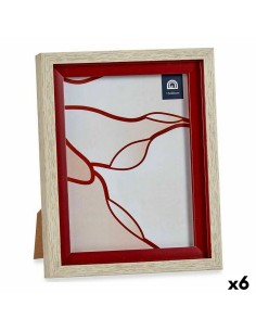 Cadre photo 18,8 x 2 x 24 cm Verre Rouge Bois Marron Plastique (6 Unités)
