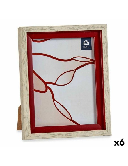 Cadre photo 18,8 x 2 x 24 cm Verre Rouge Bois Marron Plastique (6 Unités)
