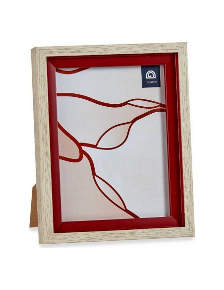 Cadre photo 18,8 x 2 x 24 cm Verre Rouge Bois Marron Plastique (6 Unités)