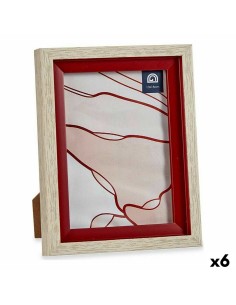 Cadre photo 17 x 2 x 21,8 cm Verre Rouge Bois Marron Plastique (6 Unités)