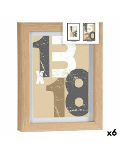 Cadre photo 18 x 23 x 2,5 cm Naturel verre Bois MDF (6 Unités)