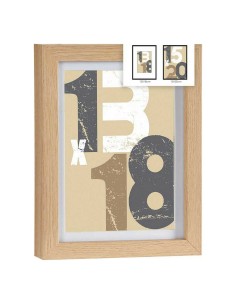 Cadre photo 18 x 23 x 2,5 cm Naturel verre Bois MDF (6 Unités) 2