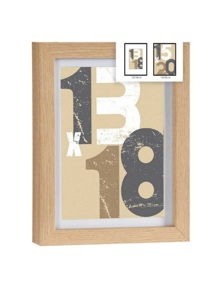 Cadre photo 18 x 23 x 2,5 cm Naturel verre Bois MDF (6 Unités)