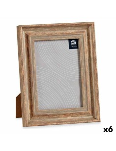 Cadre photo 19 x 2 x 24 cm Verre Bois Marron Cuivre Plastique (6 Unités)