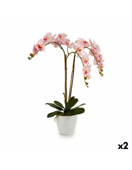 Plante décorative Ibergarden A18124-71-3WH Plastique Orchidée 40 x 77 x 35 cm (2 Unités)