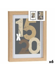 Porte photos mural Naturel verre Bois MDF 20,5 x 2,5 x 26,5 cm (6 Unités)