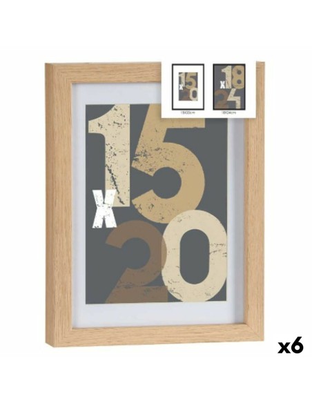 Porte photos mural Naturel verre Bois MDF 20,5 x 2,5 x 26,5 cm (6 Unités)