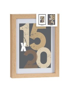 Porte photos mural Naturel verre Bois MDF 20,5 x 2,5 x 26,5 cm (6 Unités) 2