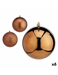 Lot de boules de Noël Krist+ 00780 Marron Plastique (6 Unités)