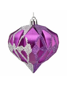 Lot de boules de Noël Krist+ 00898 Violet Argenté Plastique Diamant (12 Unités) 2