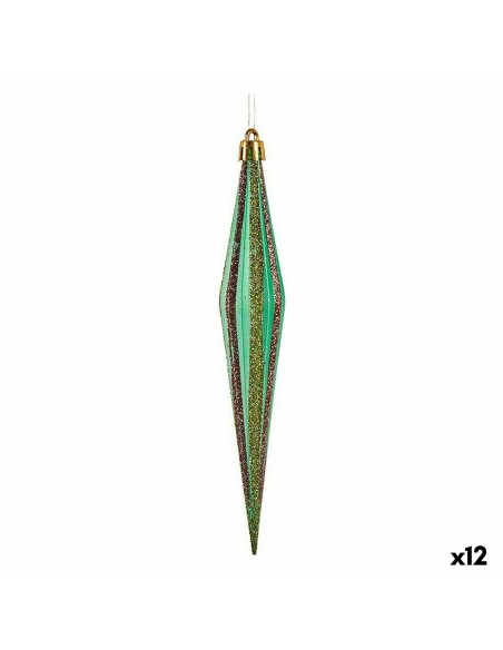 Ensemble Décorations de Noël Krist+ 00901 Vert Doré Allongé 3 x 8,5 x 19 cm (12 Unités)