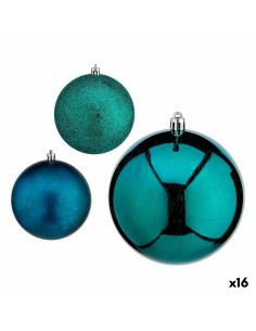 Lot de boules de Noël Krist+ 00829 Bleu Plastique (16 Unités)