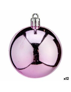 Lot de boules de Noël Krist+ K1912477-4 Rose Plastique (12 Unités)