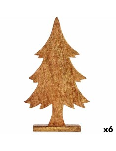 Figurine Décorative Sapin de Noël Doré Bois 5,1 x 49,5 x 25,5 cm (6 Unités)