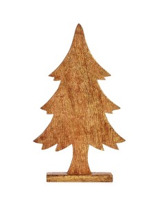Figurine Décorative Sapin de Noël Doré Bois 5,1 x 49,5 x 25,5 cm (6 Unités) 2