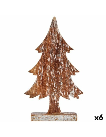 Figurine Décorative Sapin de Noël Argenté Bois 5 x 39 x 21 cm (6 Unités)