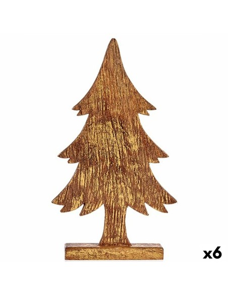 Figurine Décorative Sapin de Noël Doré Bois 5 x 39 x 22 cm (6 Unités)