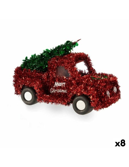 Figurine Décorative Camionnette guirlande Rouge Vert polypropylène PET 15 x 18 x 27 cm (8 Unités)