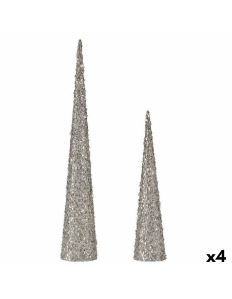 Ensemble de Figurines Cônes Paillettes Blanc Plastique (4 Unités)