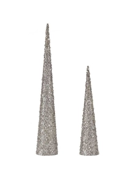 Ensemble de Figurines Cônes Paillettes Blanc Plastique (4 Unités)