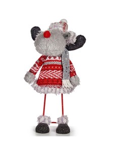 Figurine Décorative Krist+ FG09-21386B Rouge Gris renne de noël 13 x 33,5 x 20 cm (8 Unités) 2