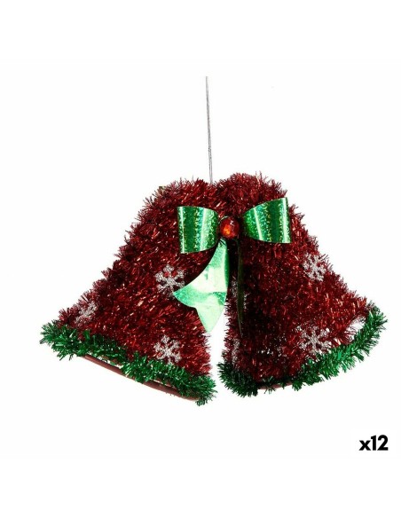 Décorations de Noël Pendentif Cloches guirlande Rouge Vert 21 x 14 x 10 cm (12 Unités)