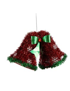 Décorations de Noël Pendentif Cloches guirlande Rouge Vert 21 x 14 x 10 cm (12 Unités) 2