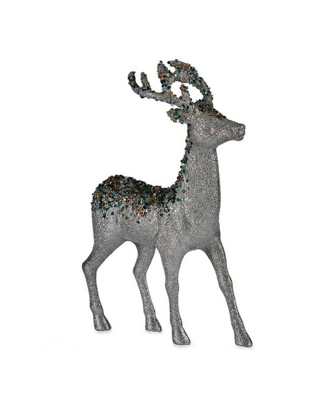 Figurine Décorative renne de noël Argenté Plastique 15 x 45 x 30 cm (2 Unités)