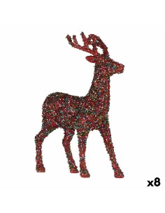 Figurine Décorative renne de noël Paillettes Multicouleur Plastique 15 x 45 x 30 cm (8 Unités)