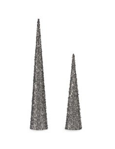 Ensemble de Figurines Cônes Paillettes Argenté Plastique (4 Unités) 2