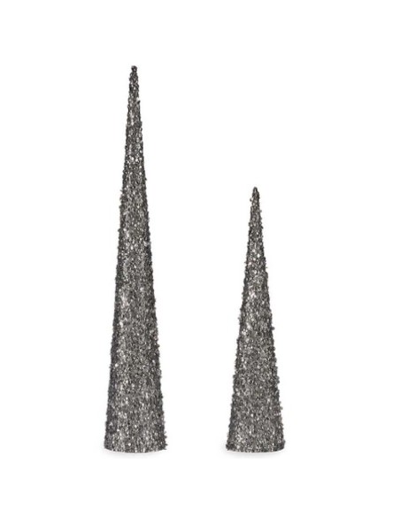 Ensemble de Figurines Cônes Paillettes Argenté Plastique (4 Unités)