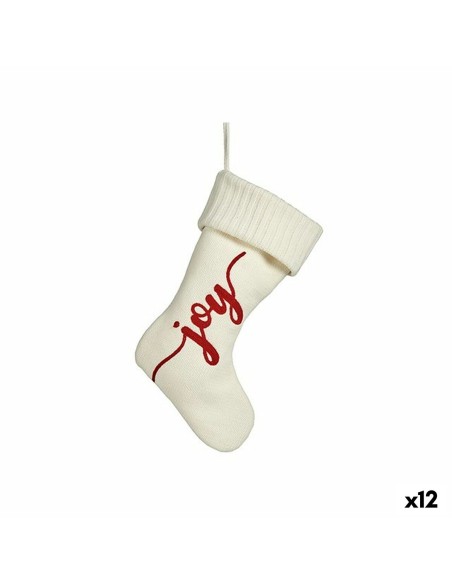 Décorations de Noël Joy Chaussette de Noël Blanc Tissu 28 x 4 x 46 cm (12 Unités)