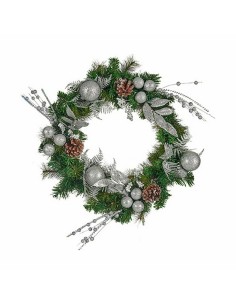 Couronne de Noël Krist+ K1912698-1 Vert Argenté 60 x 13 x 60 cm (4 Unités) 2