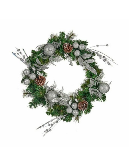 Couronne de Noël Krist+ K1912698-1 Vert Argenté 60 x 13 x 60 cm (4 Unités)